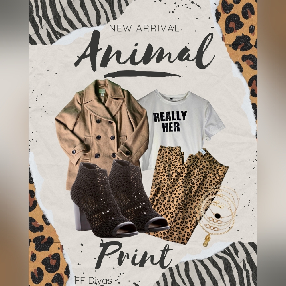Animal Print Pants and Tan Blazer Set